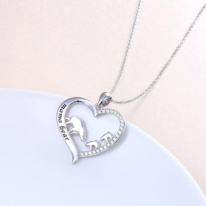 Sterling Silver For Mom Necklace Mothers Day Gift Mama Bear Pendant Necklace or Bracelet for Mum Animal necklace DAOCHONG