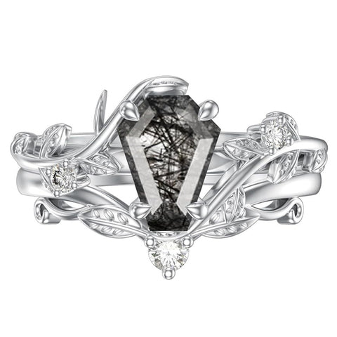 Sterling Silver Pear Oval Kite Heart Hexagon Emerald Coffin Cut Gemstone Engagement Promise Ring Set