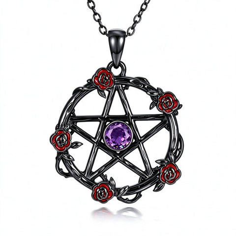 Sterling Silver Black Heart Skeleton Birthstone Necklace With Engraved Halloween Gift