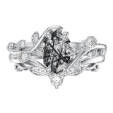 Sterling Silver Pear Oval Kite Heart Hexagon Emerald Coffin Cut Gemstone Engagement Promise Ring Set