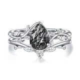 Sterling Silver Pear Oval Kite Heart Hexagon Emerald Coffin Cut Gemstone Engagement Promise Ring Set