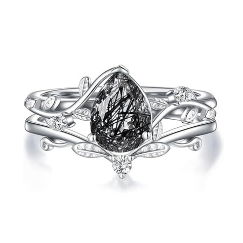 Sterling Silver Pear Oval Kite Heart Hexagon Emerald Coffin Cut Gemstone Engagement Promise Ring Set