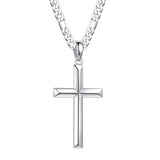 S925 Sterling Silver Cross Pendant Cross Necklace for Men, Mens Cross Necklace  Figaro Chain Necklace for Men Women Girls