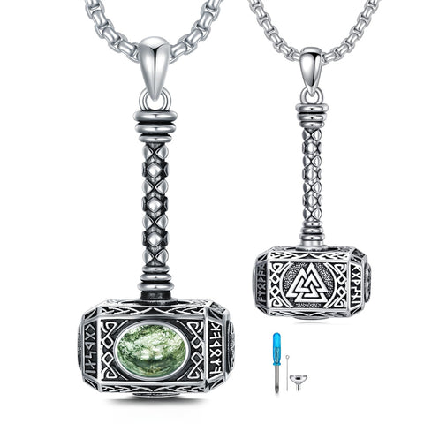 Sterling Silver Thors Hammer Urn Necklace for Ashes