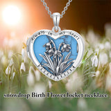 Sterling Silver Turquoise Personalized Photo 12-Month Birth Flower Pendant Necklace