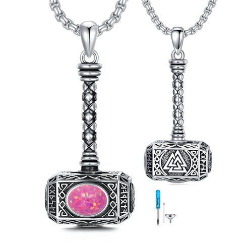 Sterling Silver Thors Hammer Urn Necklace for Ashes