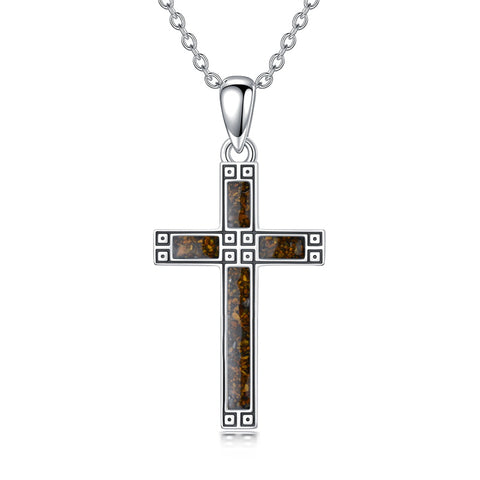 Sterling Silver Turquoise Obsidian Opal Necklace Christian Cross Pendant Necklace