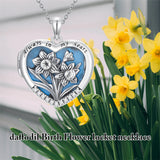 Sterling Silver Turquoise Personalized Photo 12-Month Birth Flower Pendant Necklace