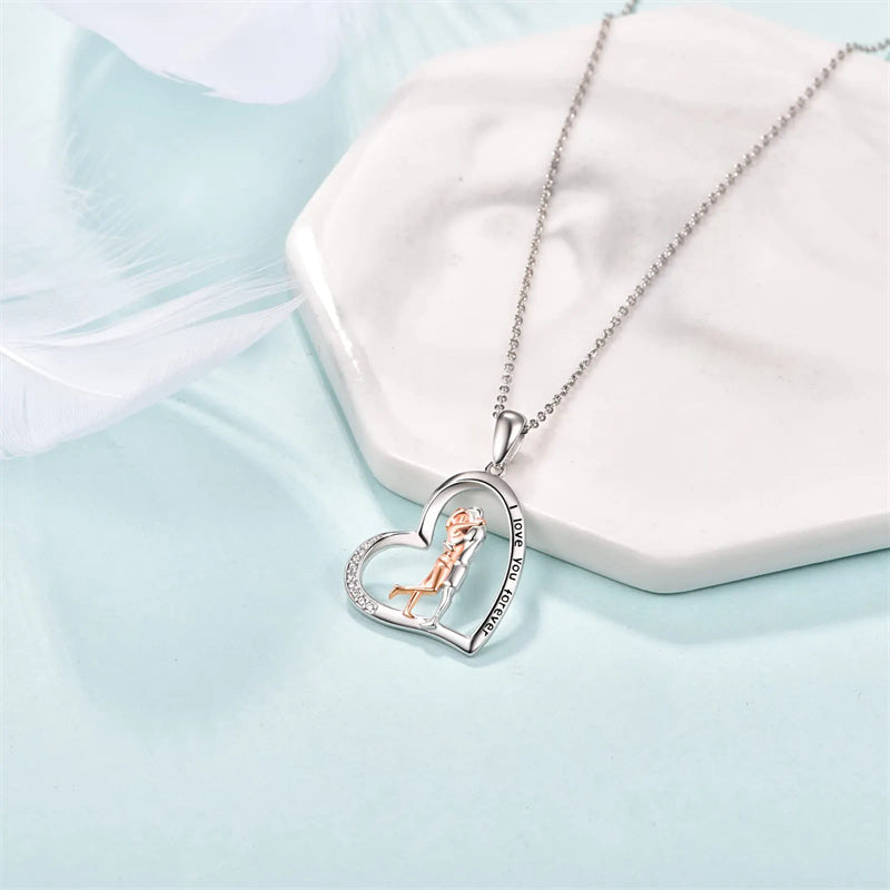 Lover Hug Necklace for Women Sterling Silver Hug Necklace Couple I Love You Forever Heart Pendant Necklace