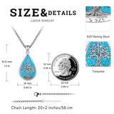 Tree of Life Necklace Sterling Silver Abalone Shell/Opal/Turquoisel Family Tree of Life Jewelry for Women Men