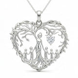 Sterling Silver Heart Pendant Birthstone Tree of Life Mother Child Family Necklace