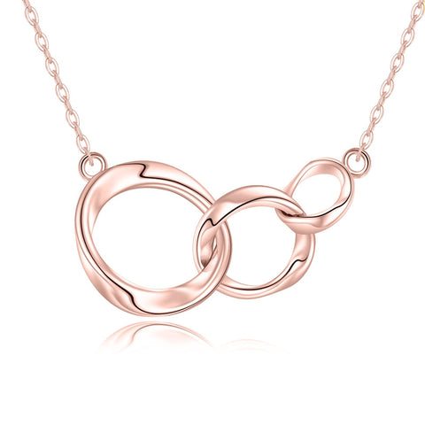 14K Gold Interlocking Circle & Three Sister Pendant Necklace