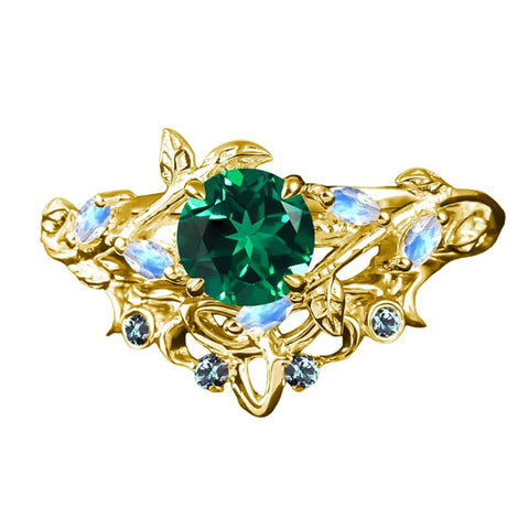 Sterling Silver 1CT Round Gemstone Engagement Wedding Bridal Anniversary Proposal Ring Set for Her