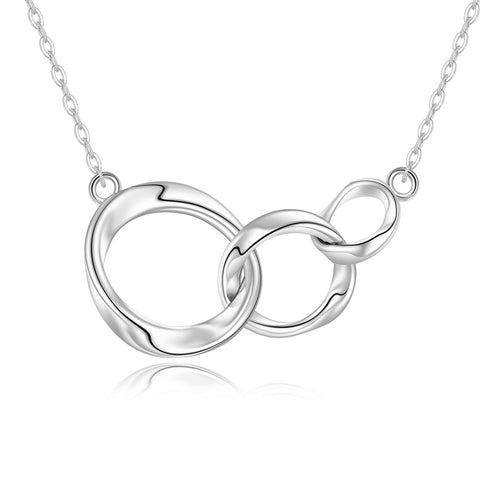14K Gold Interlocking Circle & Three Sister Pendant Necklace