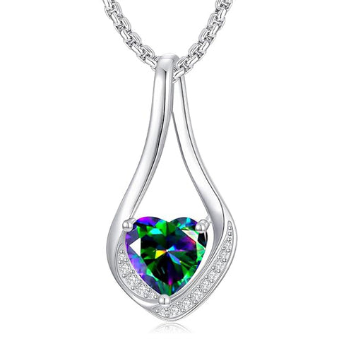 Sterling Silver 18K Yellow/White Gold Plated Forever Love Heart Infinity Pendant Necklace