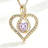 14K Gold Plated Love Heart Birthstone Necklace for Women