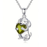 Sterling Silver 12 Month Birthstone Dachshund Pendant Necklace for Women