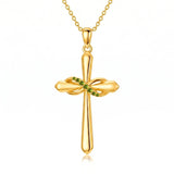 14K Gold Plated Birthstone Infinity  Cross Pendant NecklaceJewelry for Women