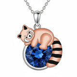 Sterling Silver Birthstone Red Panda Pendant Necklace for Women Birthstone Christmas Birthday  Gifts