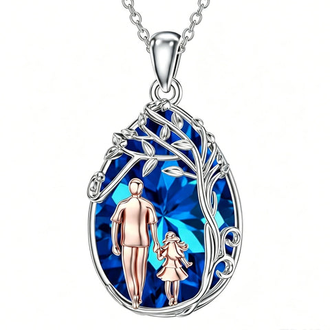 Sterling Silver Crystal Father Daughter Pendant Necklace from Dad  I Love You Forever Jewelry