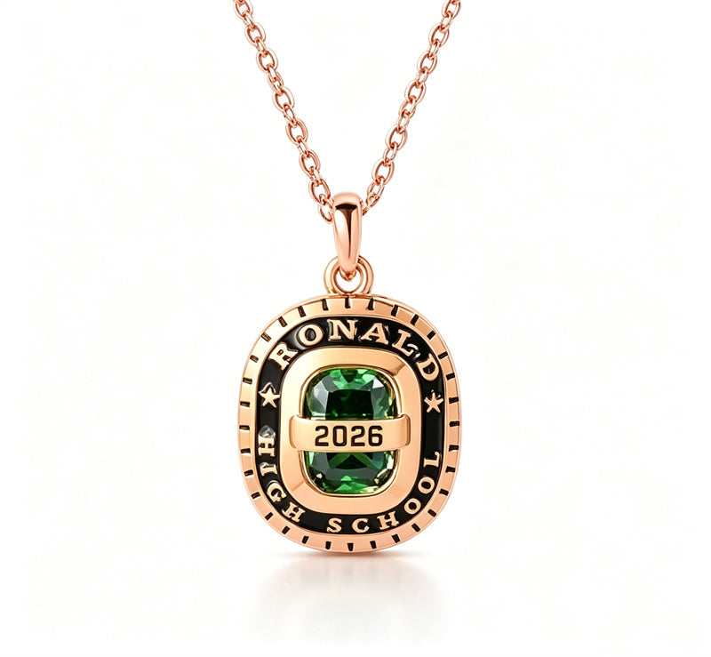 Copper Sterling Silver Personalized Birthstone Engraved Class Graduation Necklace