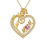 14K Gold Plated Heart Birthstone Rose Mom Butterfly Pendant Necklace for Women