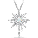 Sterling Silver Birthstone Sun Moon Pendant Necklace for Women