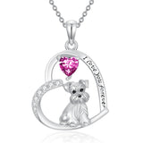 Sterling Silver 12 Month Birthstone Schnauzer Chihuahua Pitbull Pug Pendant Necklace for Women