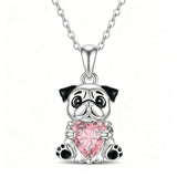 Sterling Silver 12 Month Birthstones Hedgehog Pug Fox Otter Pendant Necklace Gifts for  Birthday, Christmas, Graduation