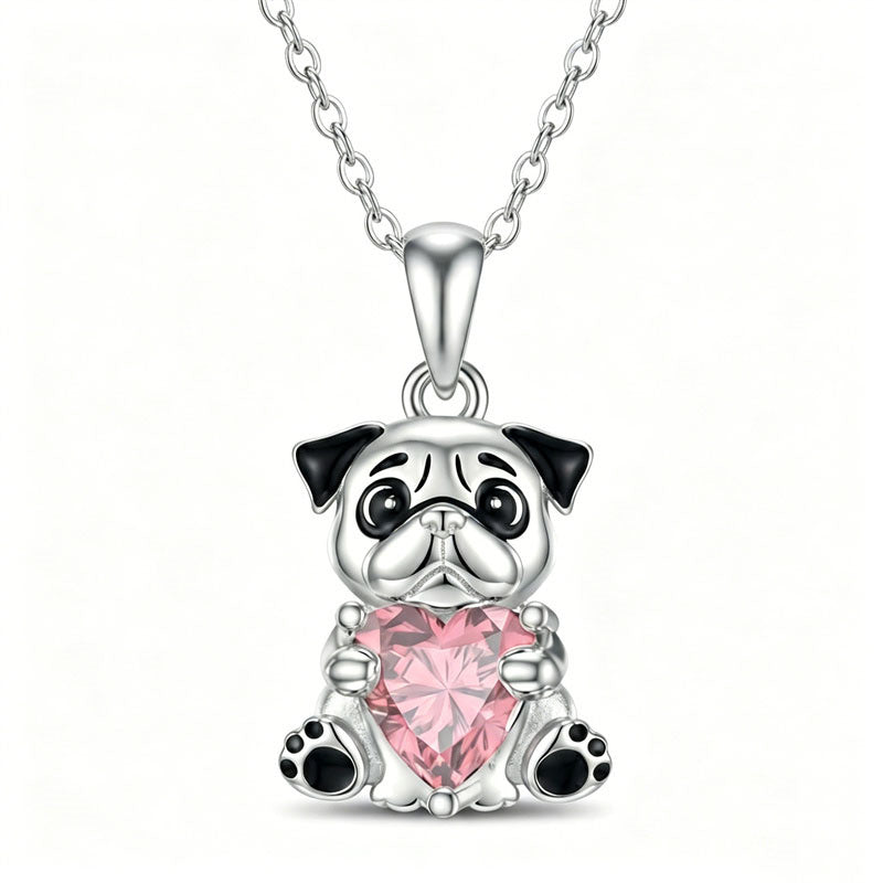 Sterling Silver 12 Month Birthstones Hedgehog Pug Fox Otter Pendant Necklace Gifts for  Birthday, Christmas, Graduation