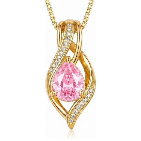 14K Gold Plated  Teardrop Birthstone Infinity Pendant Necklace for Women