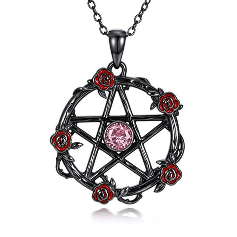 Sterling Silver Black Heart Skeleton Birthstone Necklace With Engraved Halloween Gift