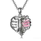 Sterling Silver Black Heart Skeleton Necklace With Engraved