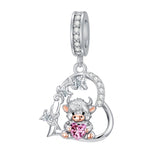 Sterling Silver 12 Month Birthstone Highland Cow Charm Beads