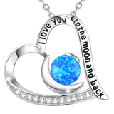 Valentines Day Birthday Gifts I Love You to the Moon and Back Necklace 925 Sterling Silver  Birthstones Necklace for Women