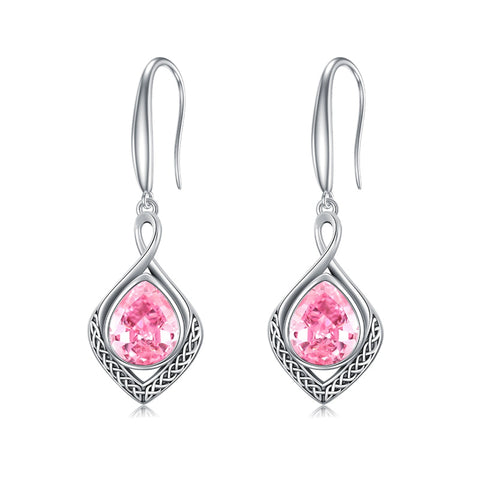 Sterling Silver Birthstone Celtic Knot  Infinity Earrings Christmas Jewelry