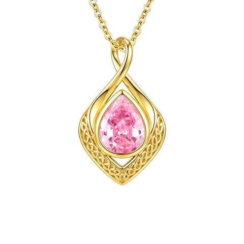 14K Gold Plated  Birthstone Celtic Knot Infinity Necklace  Birthday Christmas Jewelry Gift