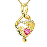 10K 14K 18K Yellow Gold 12 Months Birthstone  Infinity Mother Daughter Pendant Necklace