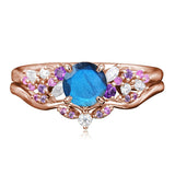 Sterling Silver 1CT Round Gemstone Engagement Promise Anniversary Ring Set for Women