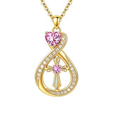 14K Gold Plated Infinity Birthstone  Butterfly Cross Necklace for Women