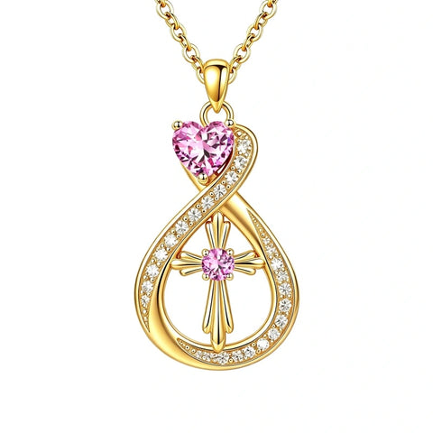14K Gold Plated Infinity Birthstone  Butterfly Cross Necklace for Women