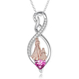 Sterling Silver Birthstone Infinity Heart Mother Daughter Pendant Necklace