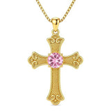 14K Gold Plated  Birthstone Cross Necklace  Pendant Necklace Mother's Day Birthday Gifts for Women