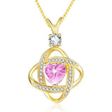 14K Gold Plated Heart Birthstone Infinity Pendant Necklace for Women Anniversary Christmas Birthday Gifts