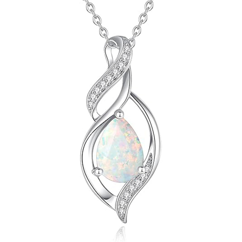 Sterling Silver Teardrop Birthstone Infinity Love Necklace for Women