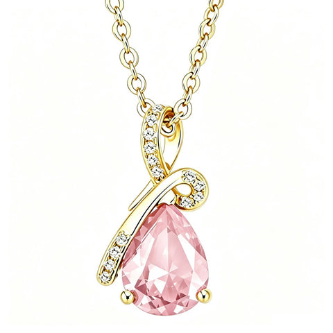 14K Gold Plated  Teardrop Birthstone Pendant Necklace Birthday Gifts for Women