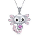 Axolotl Necklace 925 Sterling Silver Axolotl Pendant Cute Animal Jewelry Gift for Women Girls Daughter