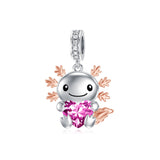 Sterling Silver Birthstone Axolotl  Bead Charm for Axolotl Lovers