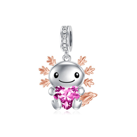 Sterling Silver Birthstone Axolotl  Bead Charm for Axolotl Lovers