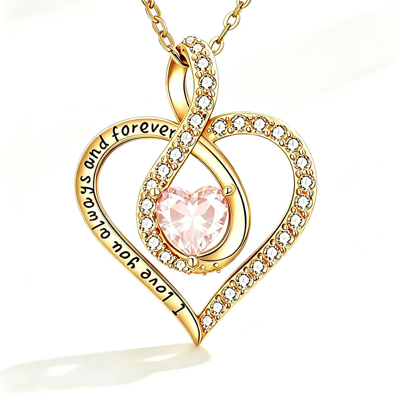 14K Gold Plated Love Heart Birthstone Necklace for Women